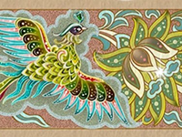 茶花缠枝鸾鸟纹边饰